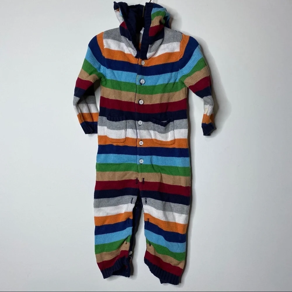 Gap baby cotton knitted lined color block hooded bodysuit 18-24M